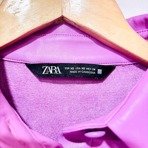ZARA Lilac faux leather dress with puff sleeves - Picture 6 of 9